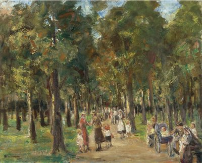 Wandelaars in de Tiergarten door Max Liebermann